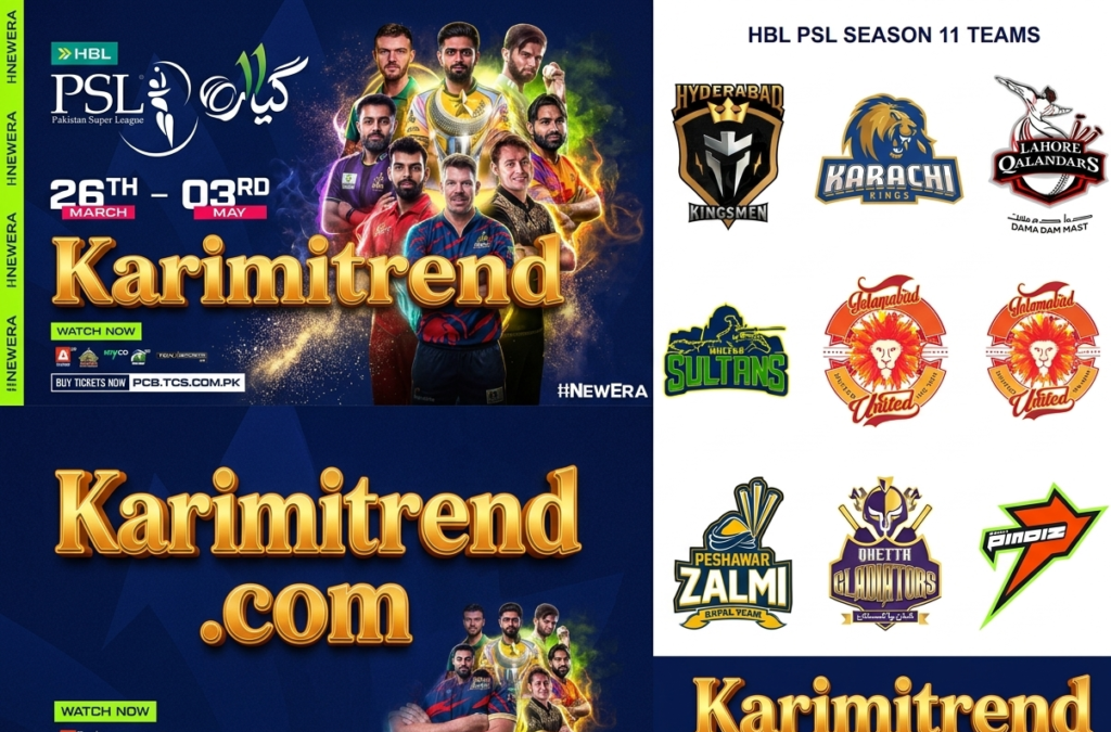 PSL 2026 official team logos, sponsors, and broadcast channels showcasing all franchises and partners of Pakistan Super League Season 11 official team logos, sponsors, and broadcast channels showcasing all franchises and partners of Pakistan Super League Season 11