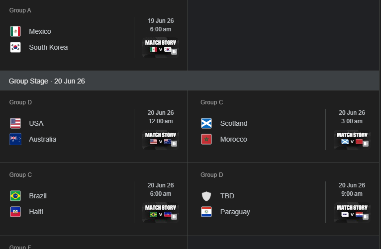 schedule of FIFA 2026 || Screenshots Of FIFA 2026 Fixtures and venues