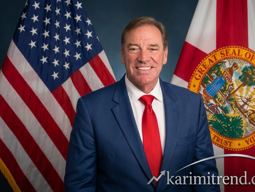 Neal Dunn, U.S. Congressman, standing and speaking at a public event in formal attire.
