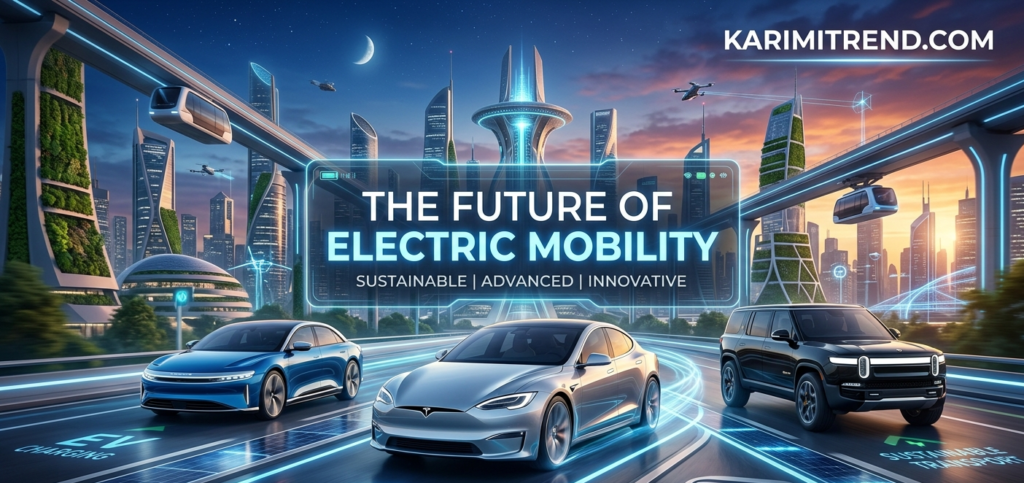 Future of mobility showcasing three modern electric car models representing next-generation transportation