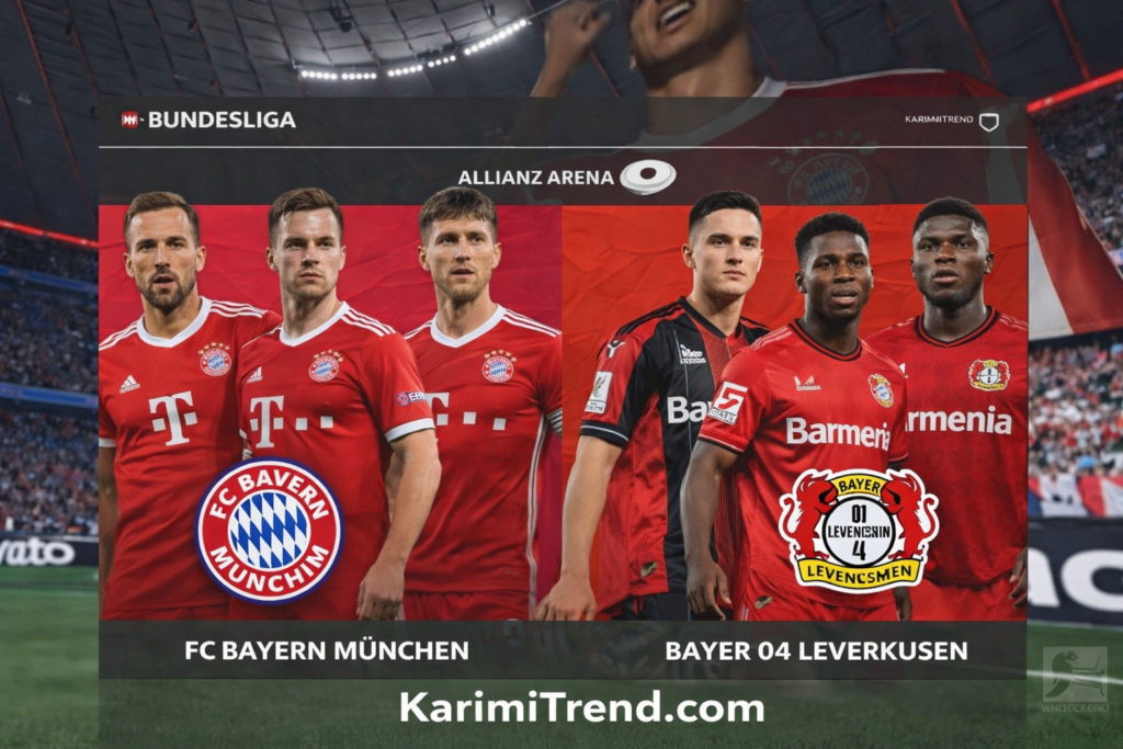 Bayern Munich and Bayer Leverkusen key players graphic with karimitrend.com branding