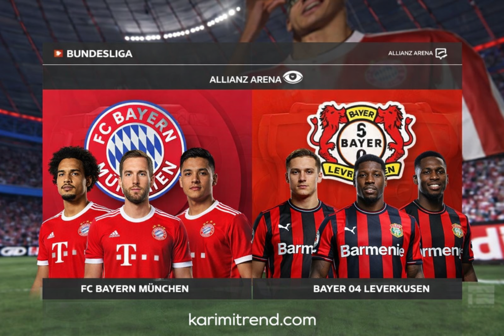 Bayern Munich and Bayer Leverkusen key players graphic with karimitrend.com branding