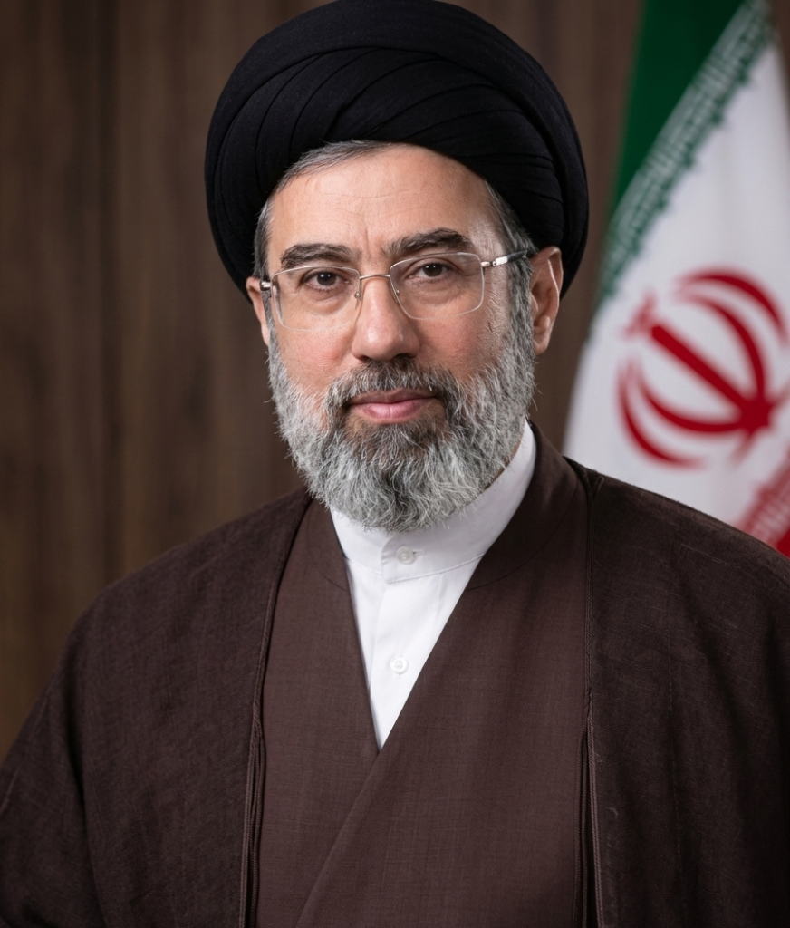 Portrait of Mojtaba Khamenei, the third Supreme Leader of Iran, following the leadership transition in 2026.