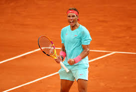 Rafael Nadal celebrating victory at the French Open clay court tournament