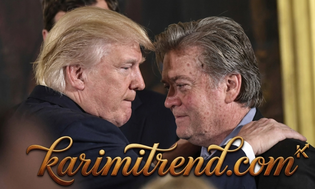Trump DOJ vs Steve Bannon case concept showing political conflict and legal controversy in USA